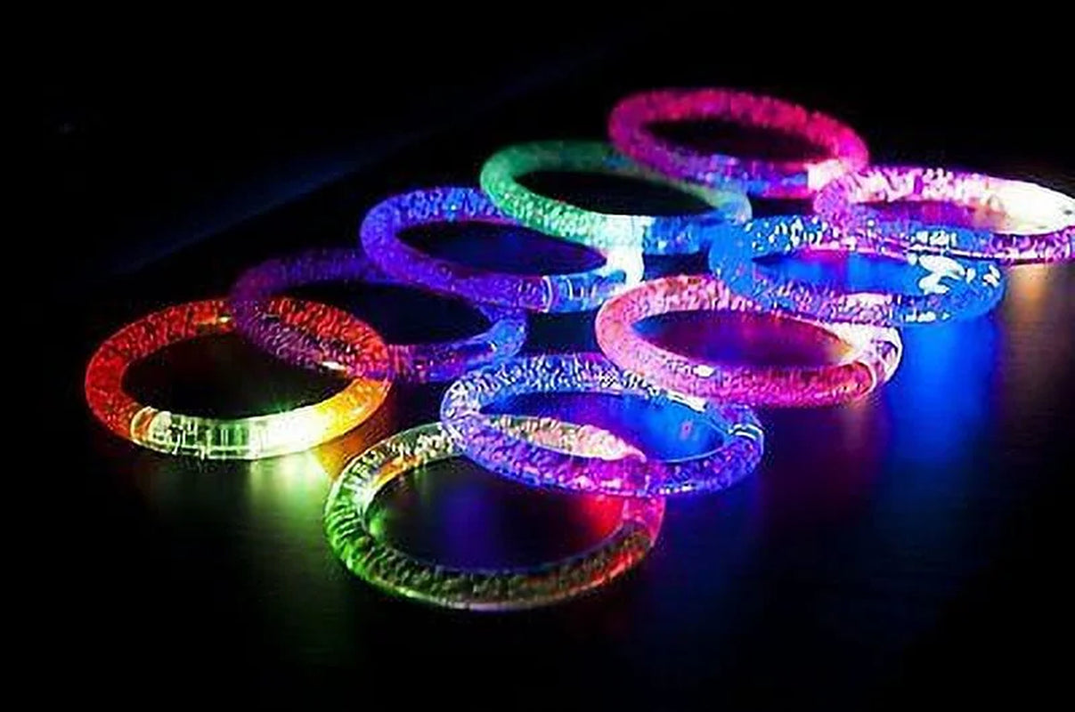 12 PC Light-Up Acrylic Bracelet Wristband LED Flashing Glow Blinking Rave Wear