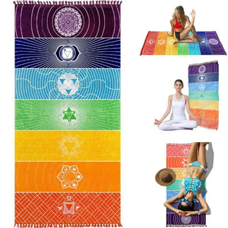 Bohemia India Mandala Blanket - 7 Chakra Stripes