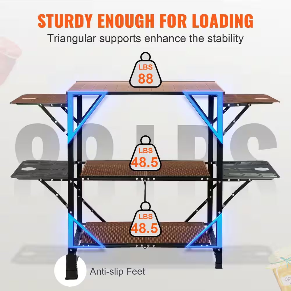 Camping Kitchen Table, 1-Piece Folding Portable Cook Station with a Carrying Bag