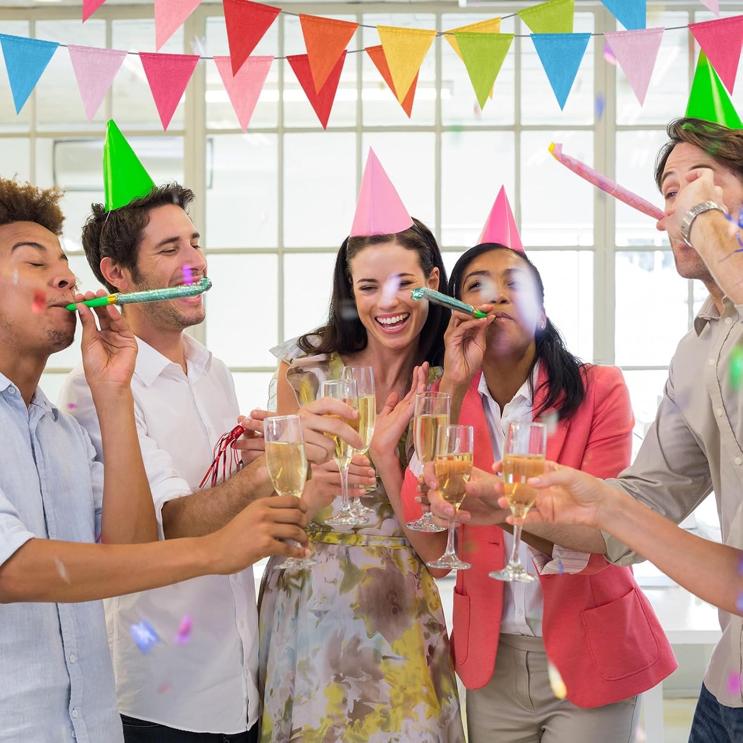 Pastel Fabric Triangle Flag Garland - Multicolored