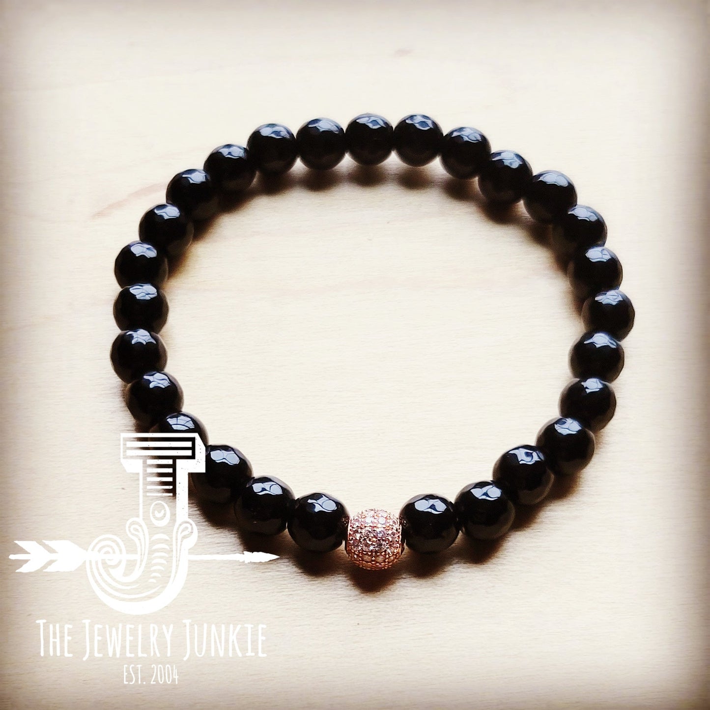 Wood with gold accent beaded bracelet 807ss