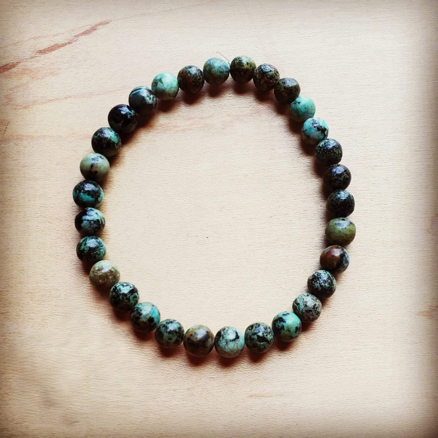 African Turquoise Beaded Stretch Bracelet 805n