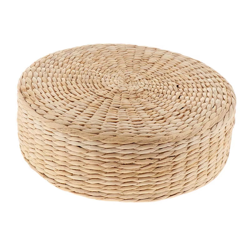 Rustic Floor Cushion Straw Pouf Seat - Meditation