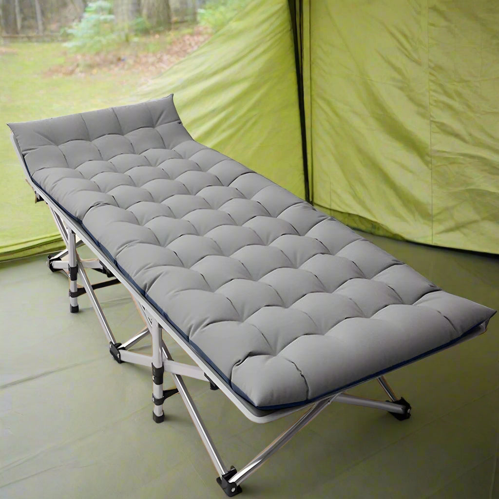 Heavy-Duty Folding Camping Cot with Pearl Cotton Pad and Carry Bag