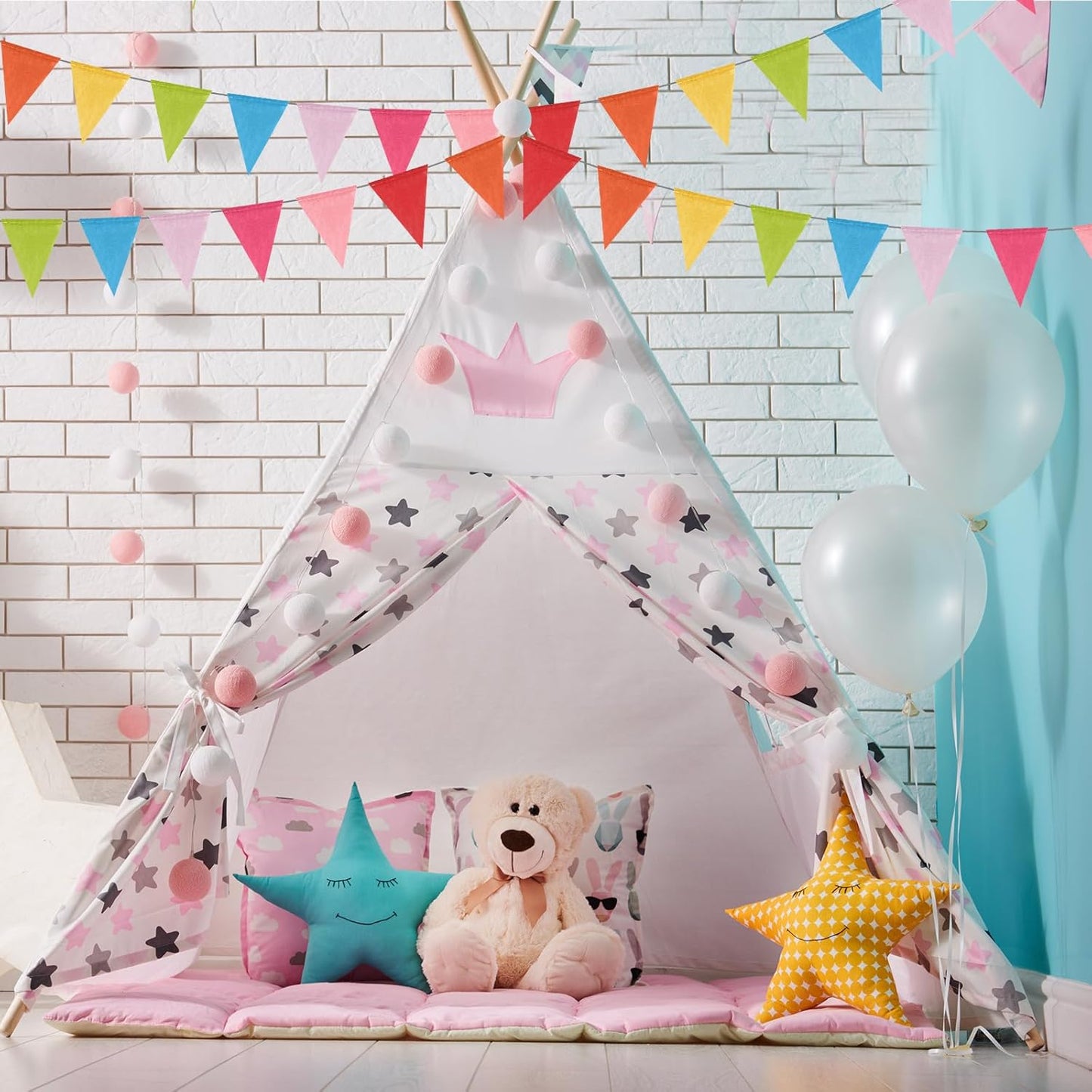 Pastel Fabric Triangle Flag Garland - Multicolored