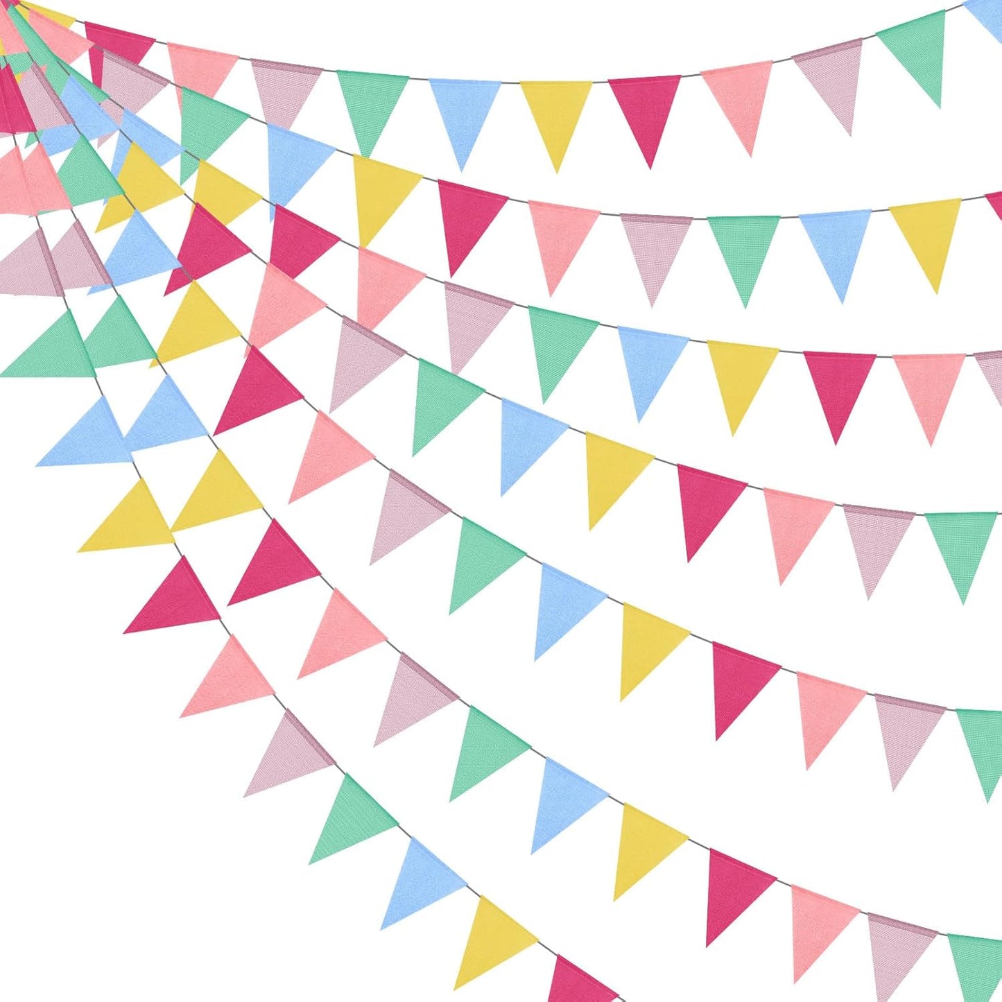 Pastel Fabric Triangle Flag Garland - Multicolored