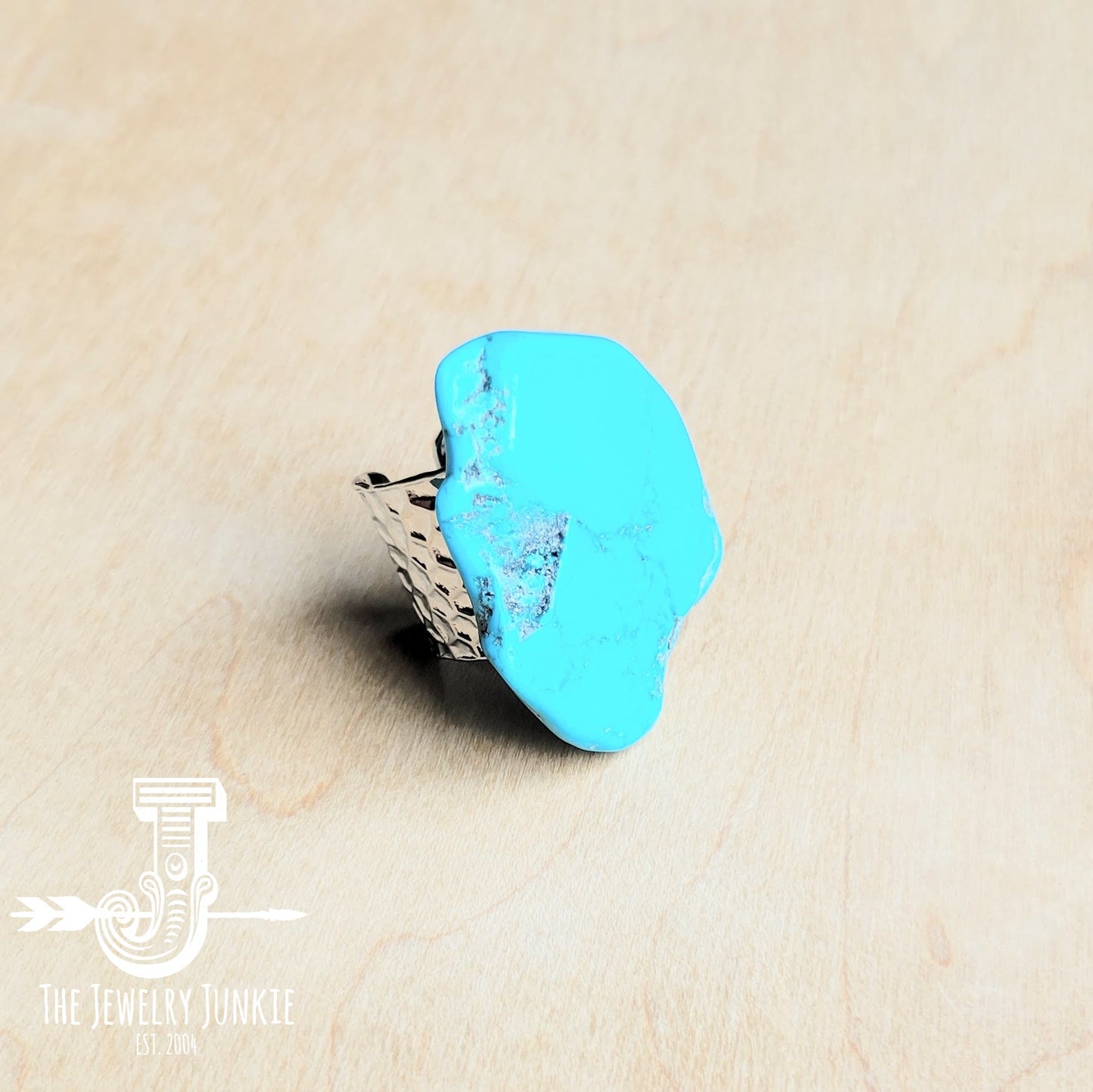 Blue Turquoise Slab Cocktail Statement Ring 012h