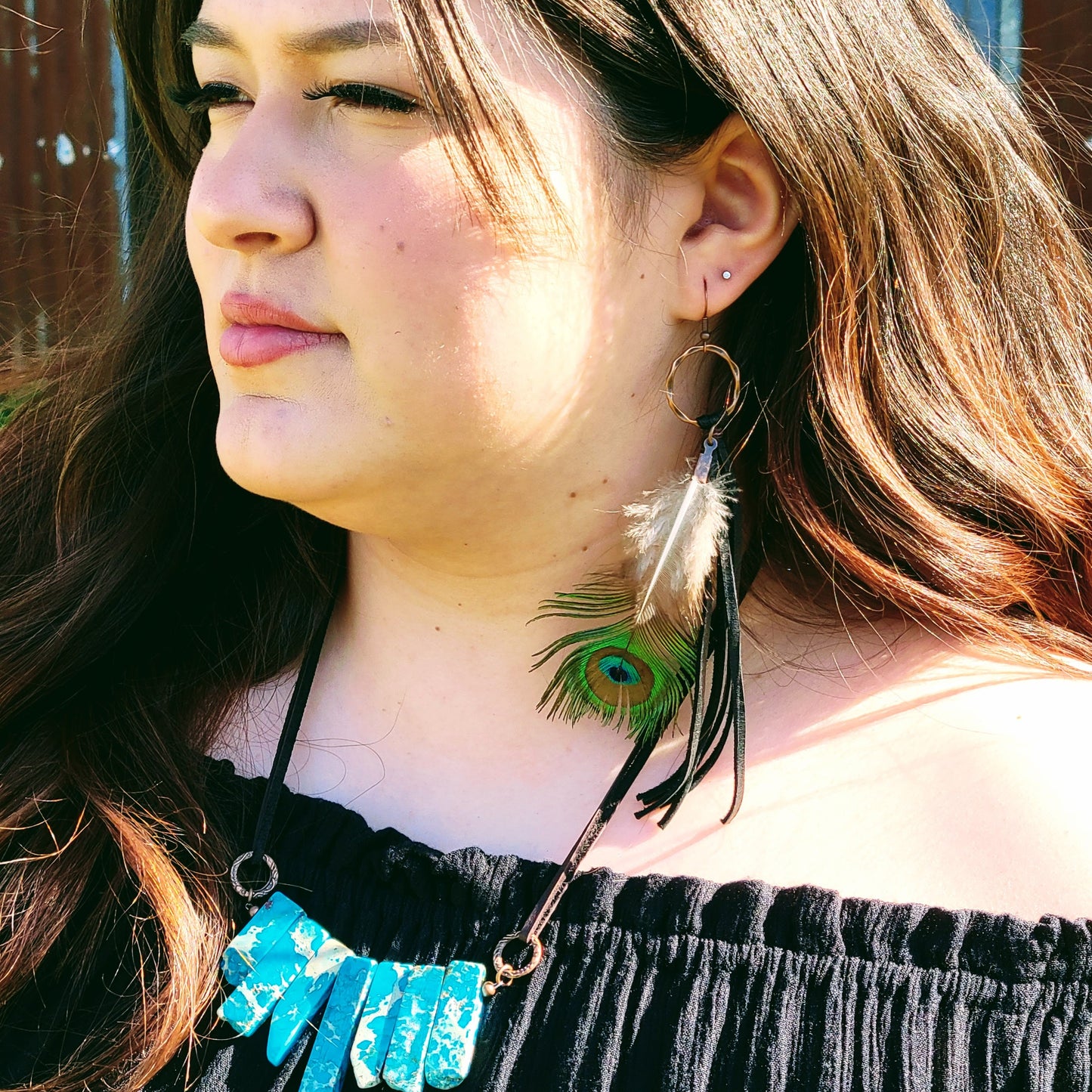 Imperial Jasper Slab Necklace with Genuine Leather 252j