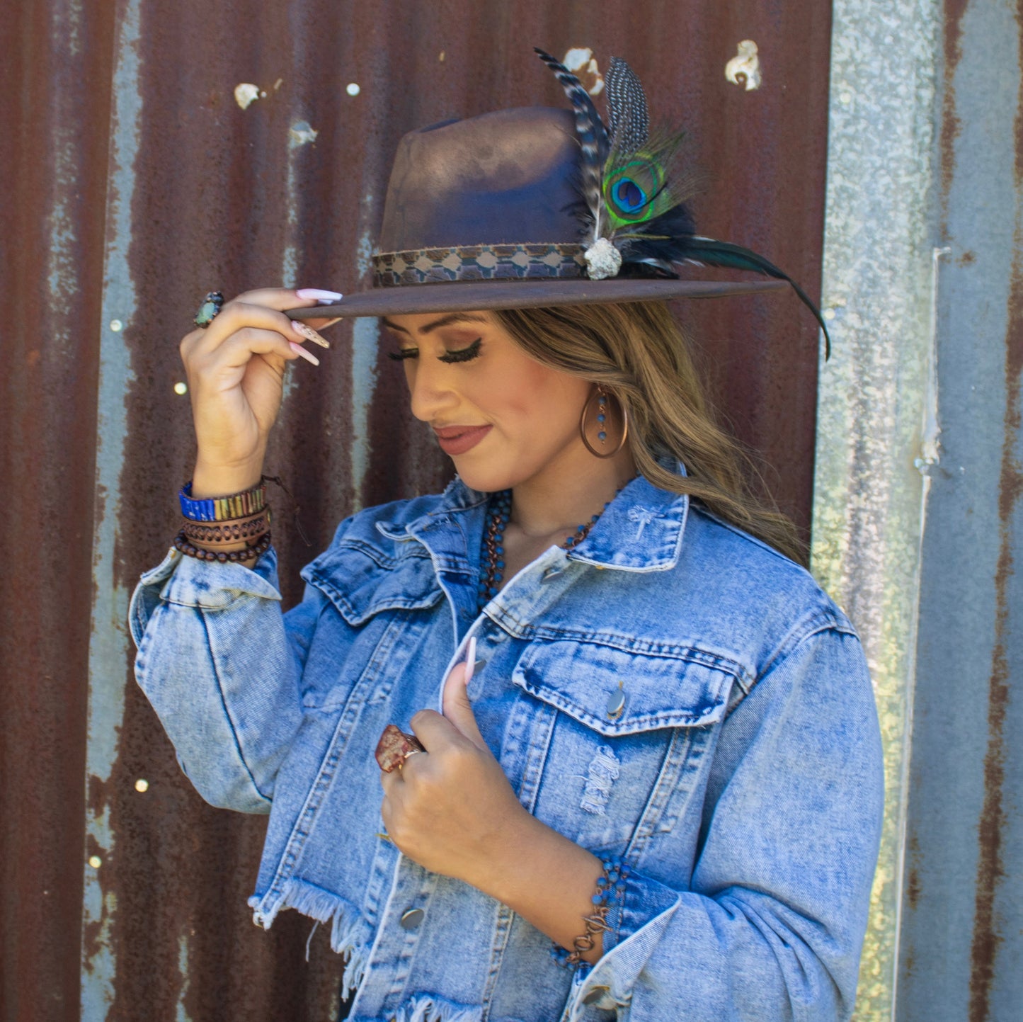 Woven Picasso Jasper & Lapis Beaded Bracelet 809z