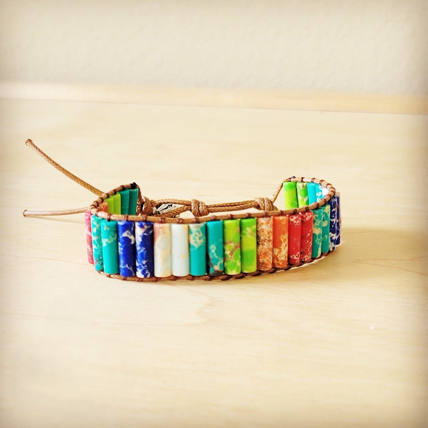 Woven Multi-Colored Regalite Beaded Bracelet 809y