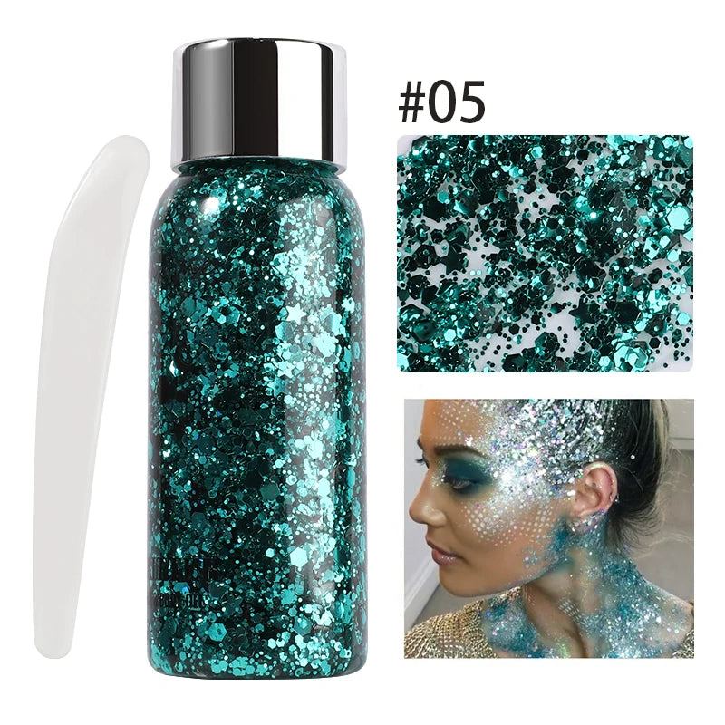 Eye Glitter Nail Hair Body Face Gel Art Waterproof High Gloss Glitter Body Multifunctional Makeup Decoration Party Festival