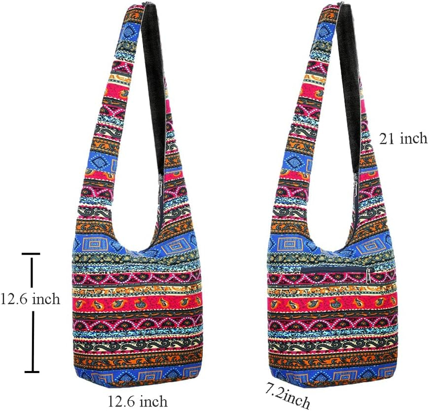 Bohemian Cotton Hippie Crossbody Bag Hobo Sling Bag Handmade Messenger Shoulder Bags