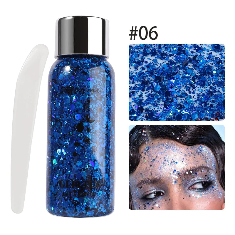 Eye Glitter Nail Hair Body Face Gel Art Waterproof High Gloss Glitter Body Multifunctional Makeup Decoration Party Festival