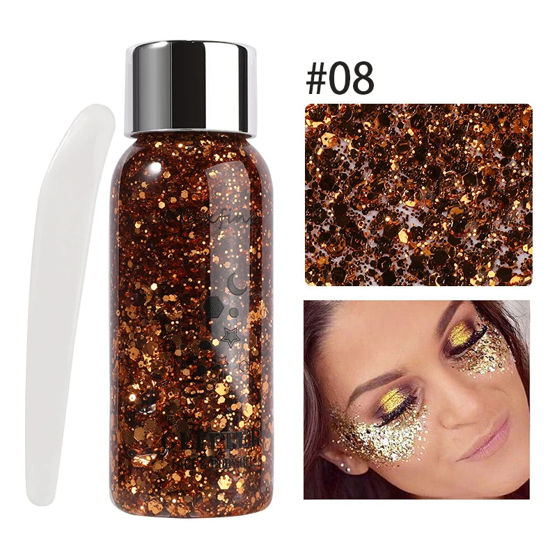 Eye Glitter Nail Hair Body Face Gel Art Waterproof High Gloss Glitter Body Multifunctional Makeup Decoration Party Festival