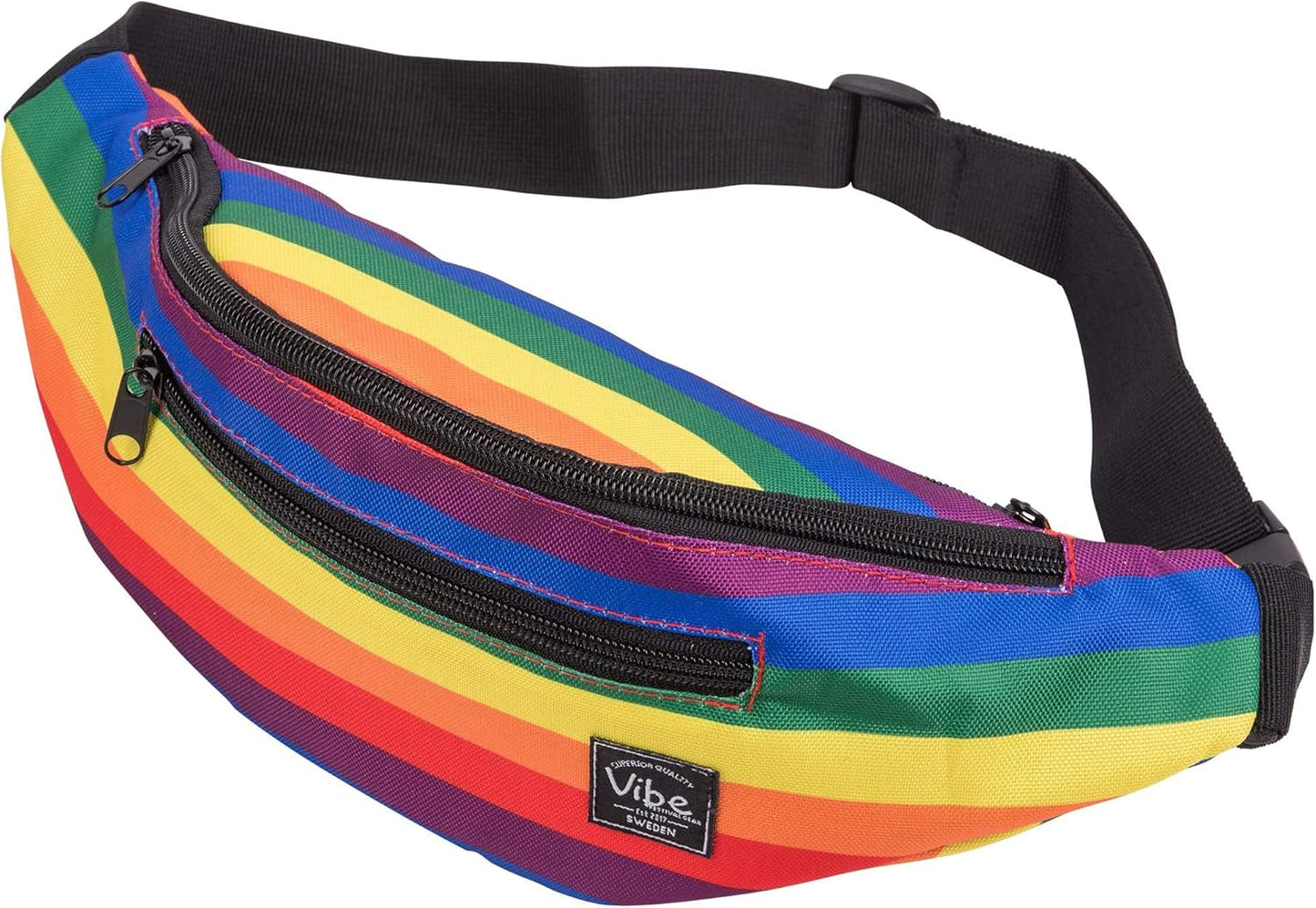 Fanny Pack for Men Women - Many Prints - Black Holographic Silver Gold Cute Waist Bag for Festival Rave Hiking Running Cycling