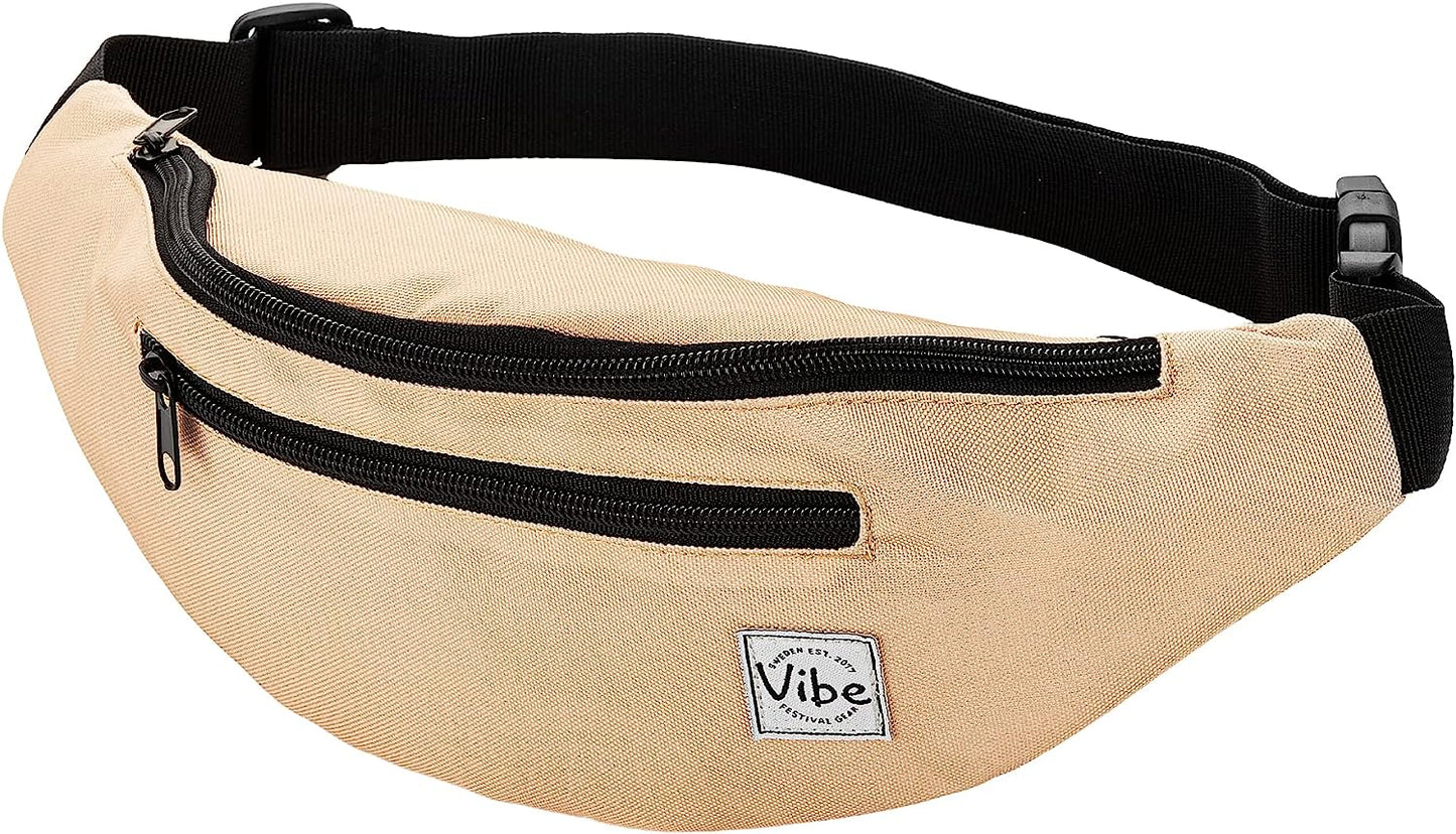 Fanny Pack for Men Women - Many Prints - Black Holographic Silver Gold Cute Waist Bag for Festival Rave Hiking Running Cycling