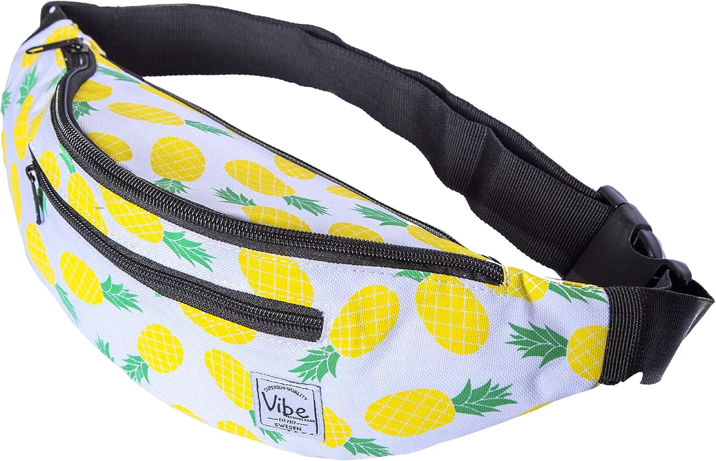 Fanny Pack for Men Women - Many Prints - Black Holographic Silver Gold Cute Waist Bag for Festival Rave Hiking Running Cycling