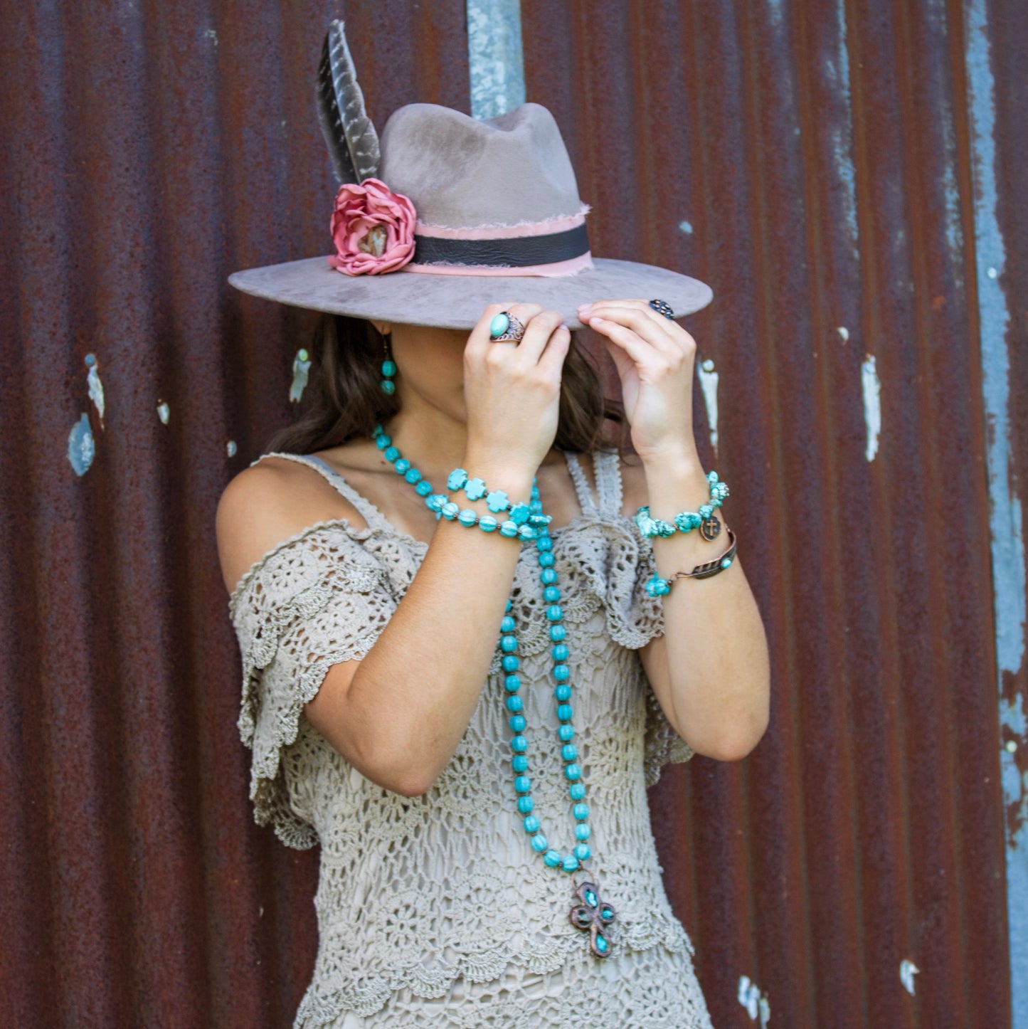 Blue Turquoise Melon Bead Earrings 220z