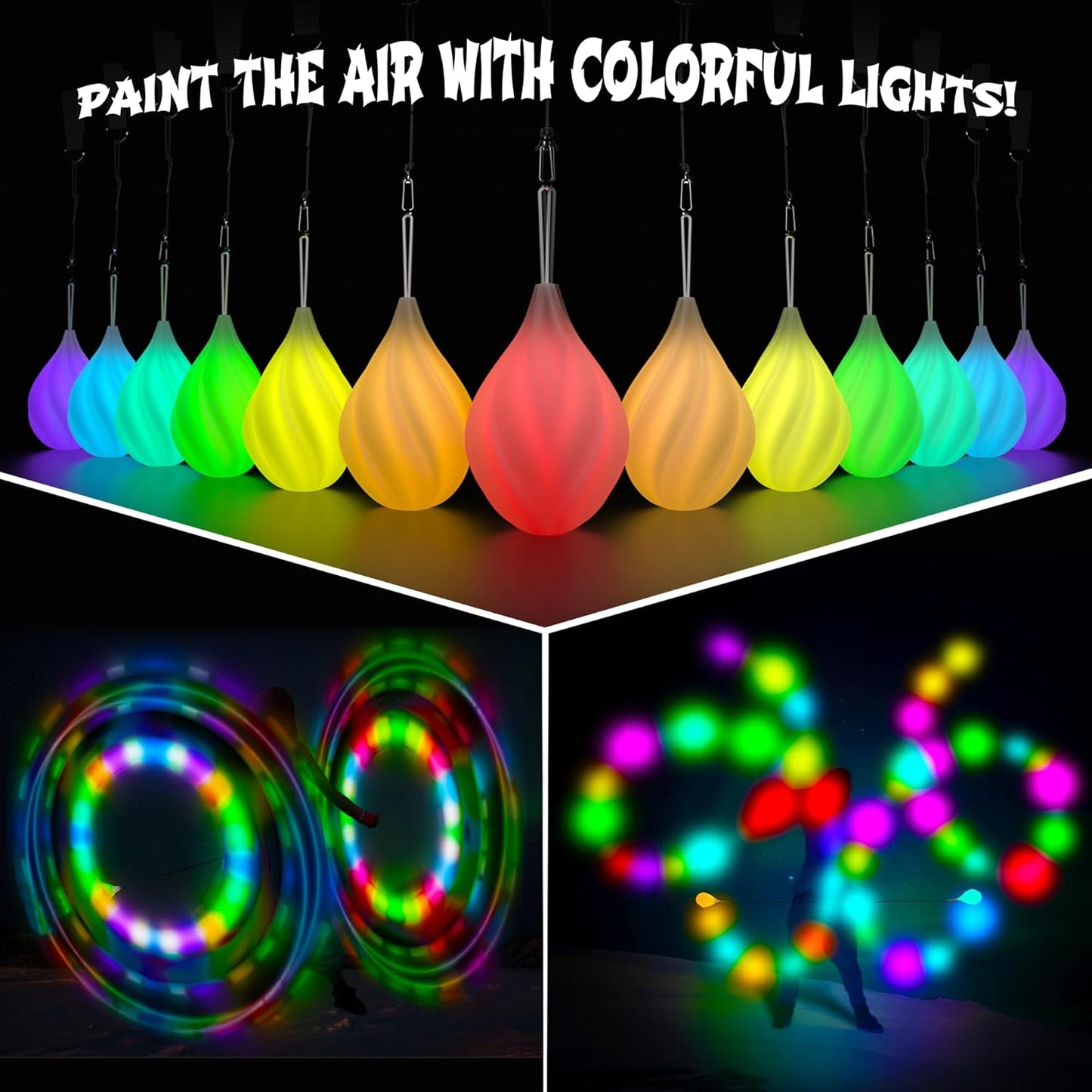LED Poi Balls Set - Luminous Premium Toy for Beginners & Professionals