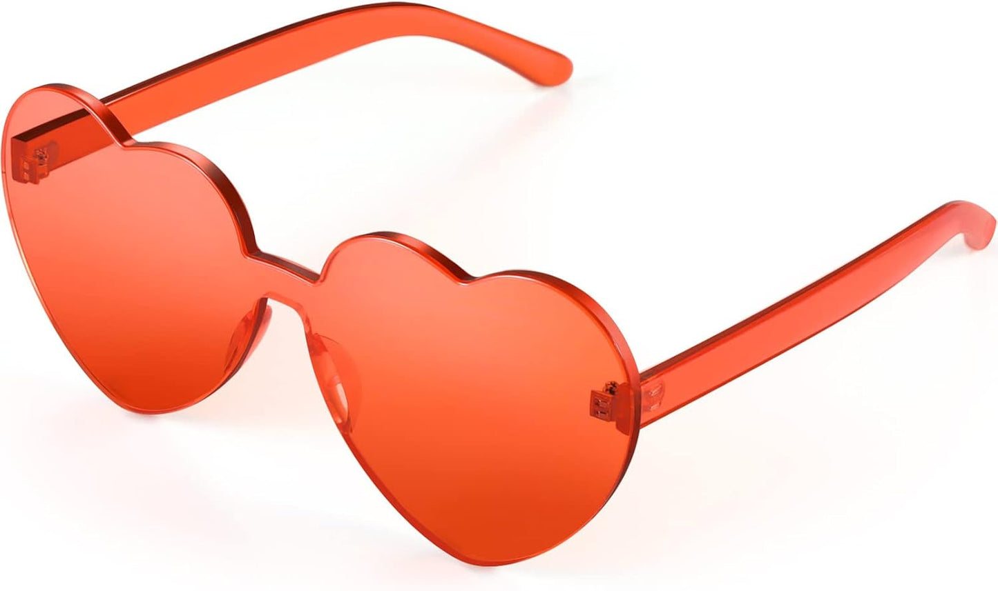 Heart Shape Sunglasses Rimless Transparent Heart Glasses Colorful Party Favors