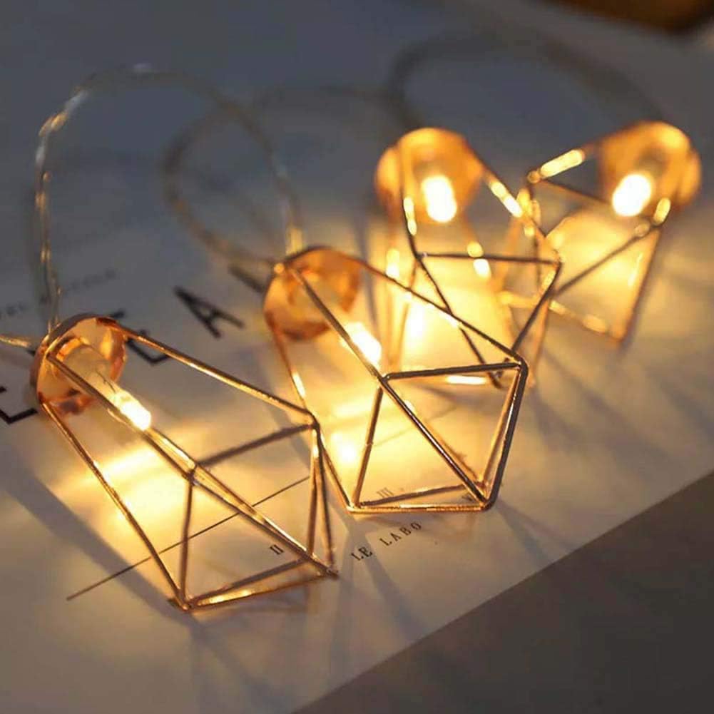 Geometric String Lights Warm White, 10 LED 6.6 Ft