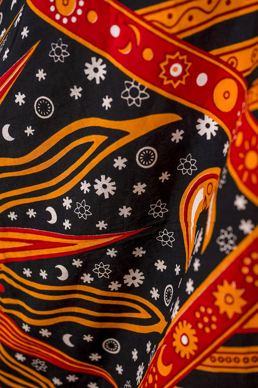 Golden Orange Mandala Aesthetic Tapestry – Celestial Cotton Wall Hanging for Bedroom or Living Room, 140X210 Cm