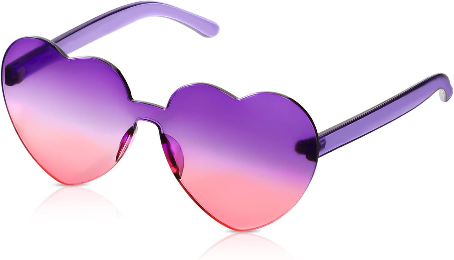 Heart Shape Sunglasses Rimless Transparent Heart Glasses Colorful Party Favors