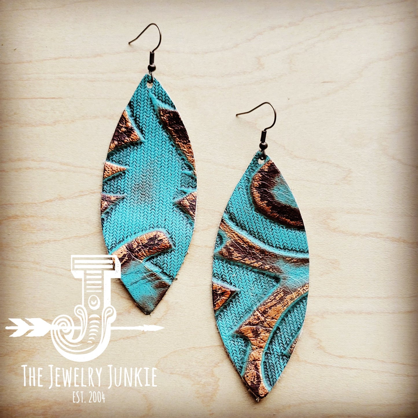 Leather Narrow Oval Earring-Copper Laredo 215a