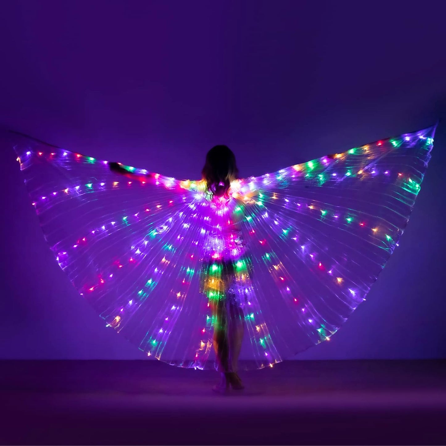 Glow Angel Light Up Dance Wings with Telescopic Sticks Flexible Rods