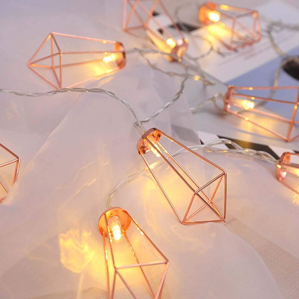 Geometric String Lights Warm White, 10 LED 6.6 Ft