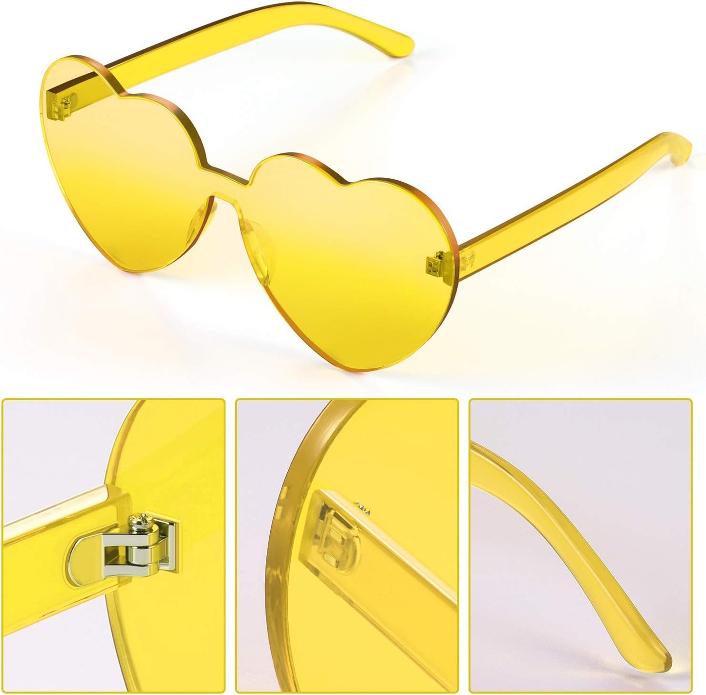 Heart Shape Sunglasses Rimless Transparent Heart Glasses Colorful Party Favors