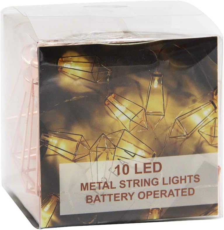 Geometric String Lights Warm White, 10 LED 6.6 Ft