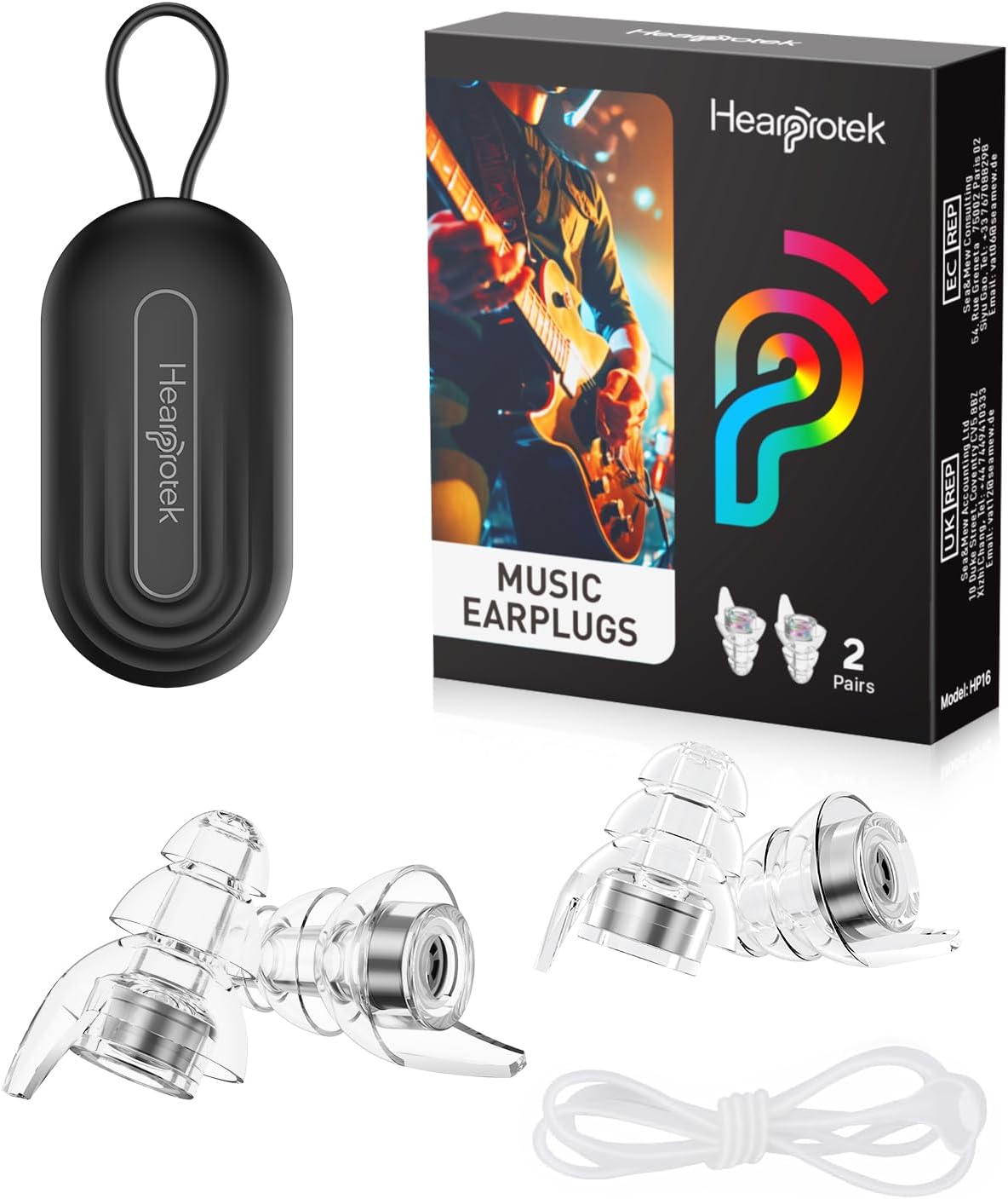 Reusable Concert Ear Plugs, 2-Pairs High Fidelity Sound Reduction