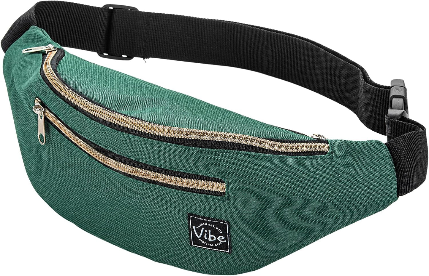 Fanny Pack for Men Women - Many Prints - Black Holographic Silver Gold Cute Waist Bag for Festival Rave Hiking Running Cycling