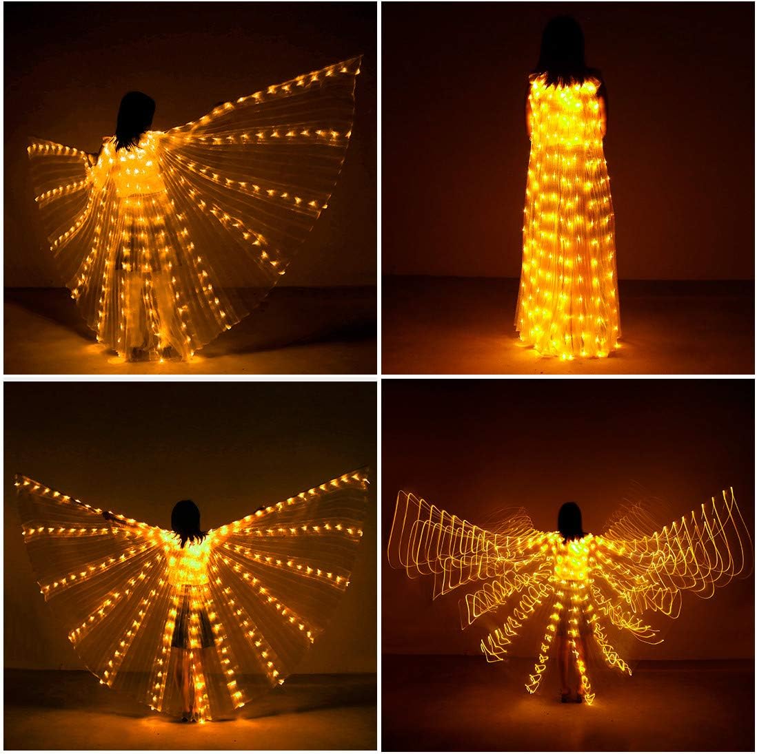 Glow Angel Light Up Dance Wings with Telescopic Sticks Flexible Rods