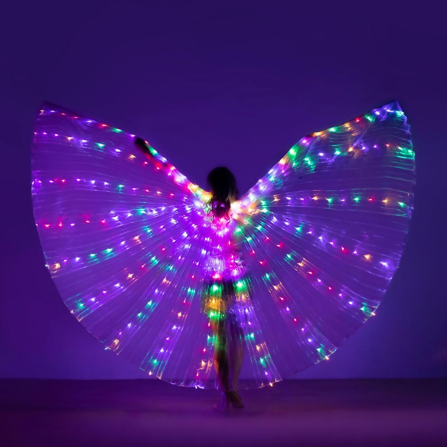 Glow Angel Light Up Dance Wings with Telescopic Sticks Flexible Rods