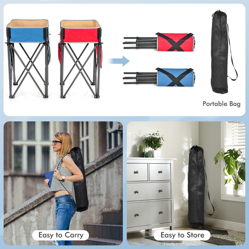 2 Folding Camping Storage Bin Tables