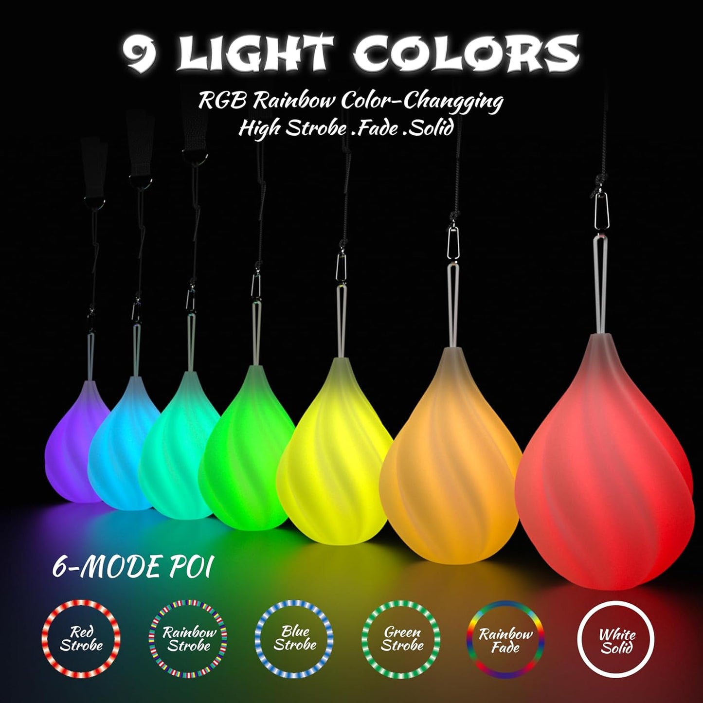 LED Poi Balls Set - Luminous Premium Toy for Beginners & Professionals