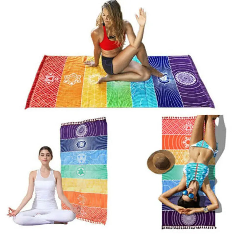 Bohemia India Mandala Blanket - 7 Chakra Stripes