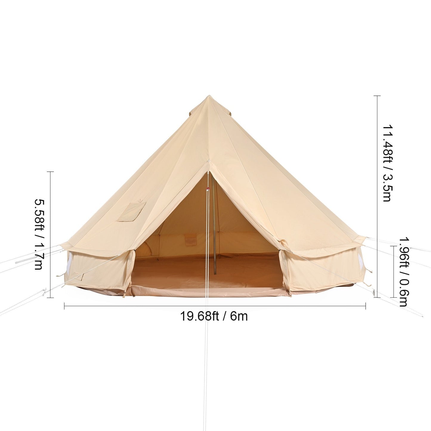 Canvas Bell Tent 3M, 4M, 5M, 6M, or 7M Camping Yurt with Stove Jack