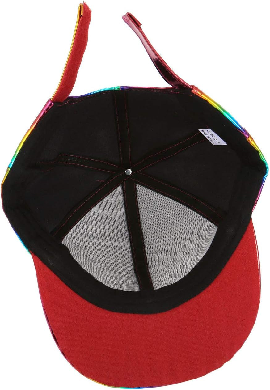 Adjustable Shiny Holographic Baseball Cap Rainbow Reflective Hip Hop Rave Hat Metallic Casual Cap