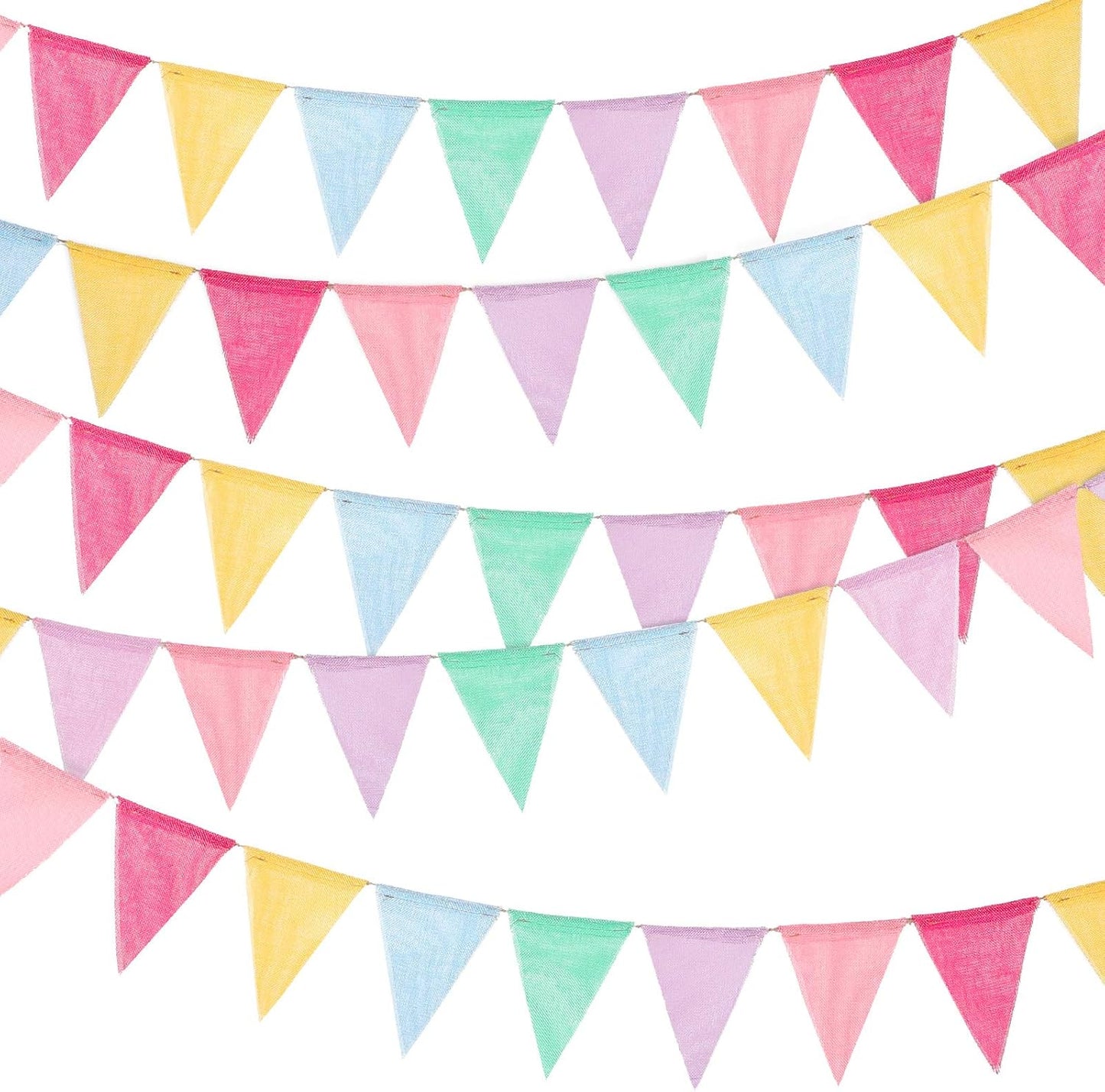 Pastel Fabric Triangle Flag Garland - Multicolored