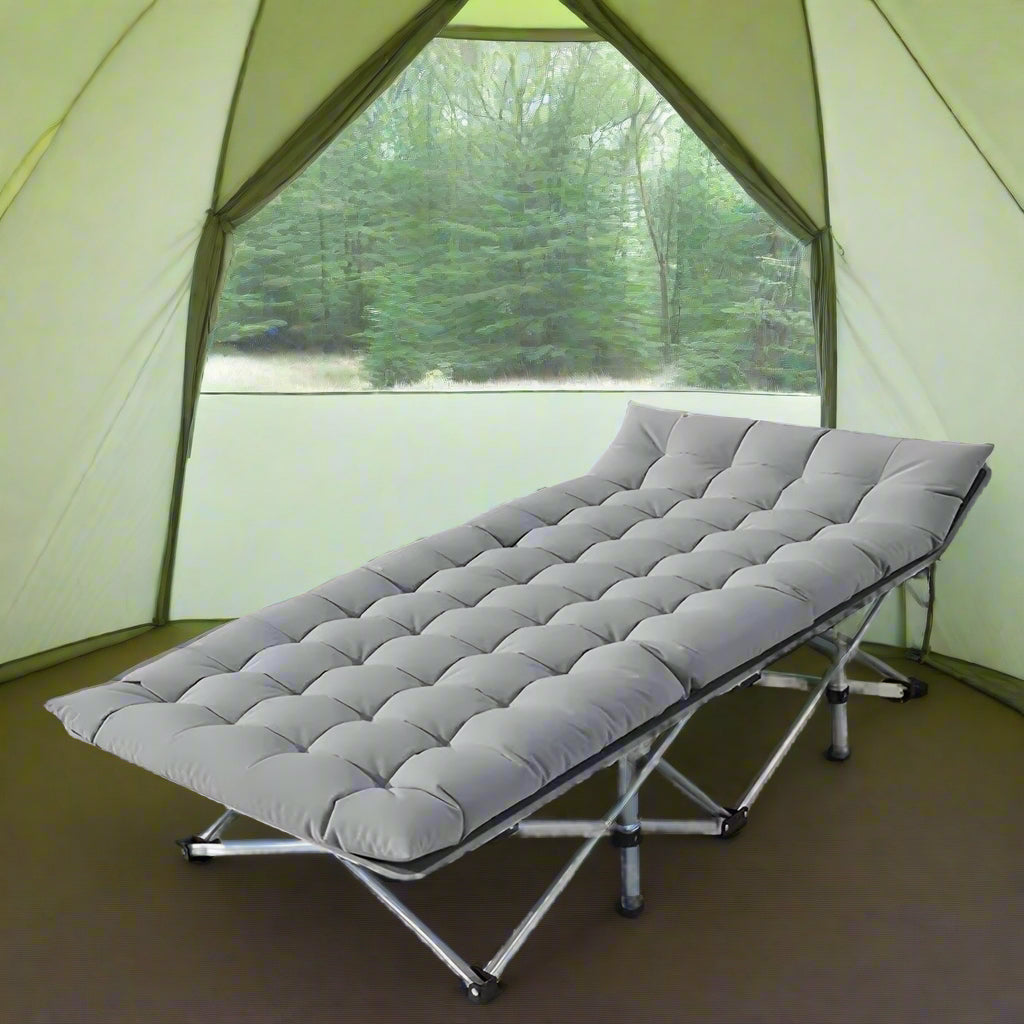 Heavy-Duty Folding Camping Cot with Pearl Cotton Pad and Carry Bag