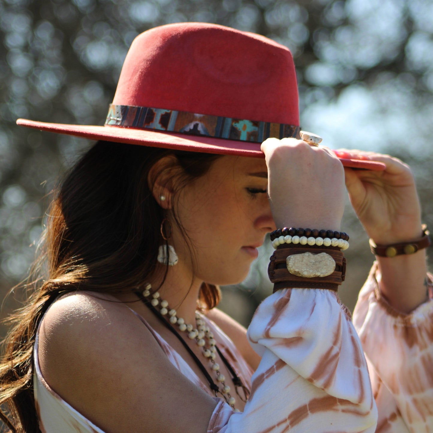 White Turquoise Chunky Earrings 215N