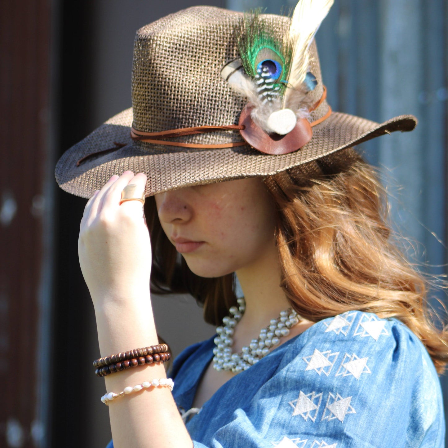 Wood Beaded Stretch Bracelet 800o