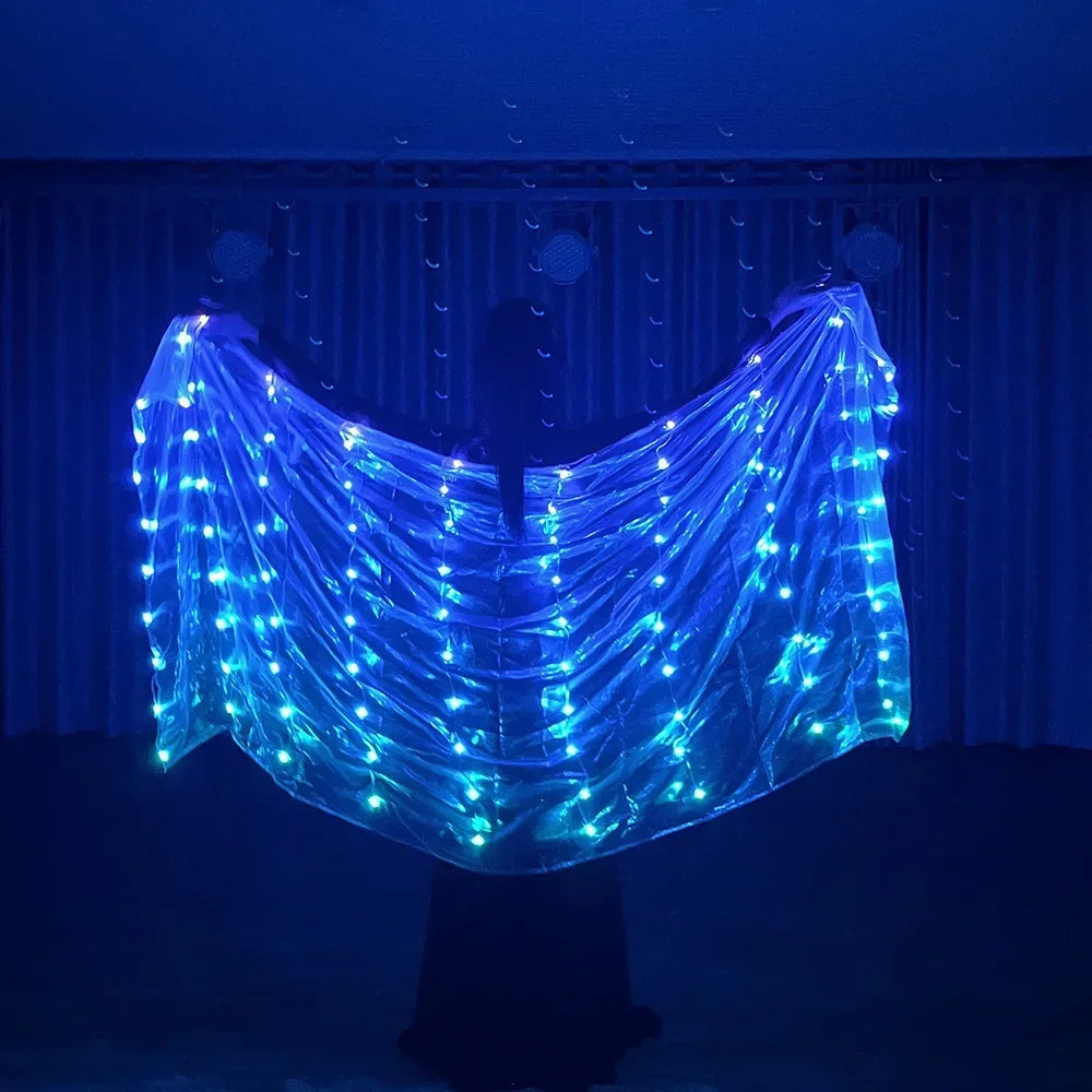 2M*1M Polyester Belly Dance Led Veils Carnival Belly Dancing Light up Veil Props Belly Dance Accessories for Festival