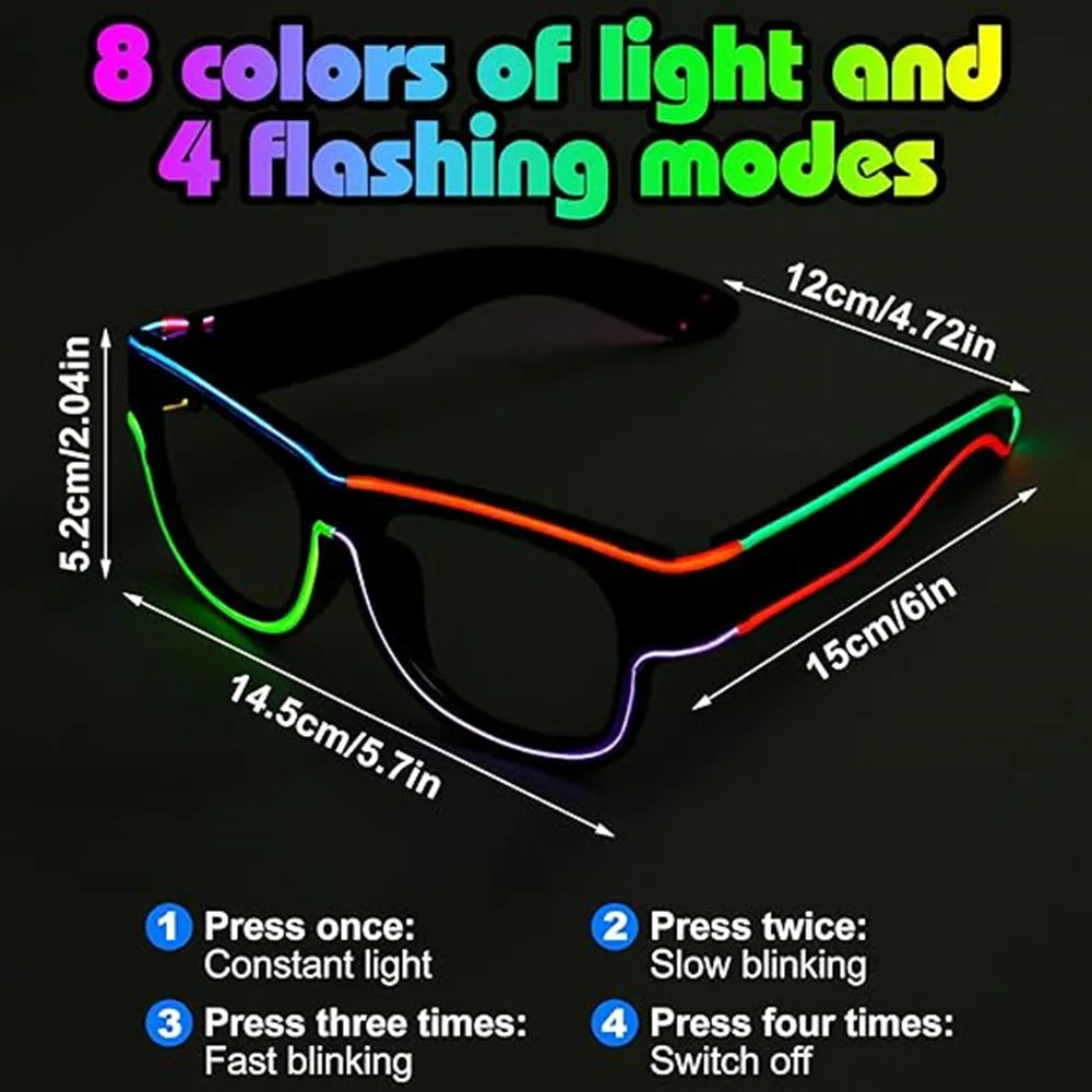 Wireless LED Light Up Luminous Sunglasses - Rechargeable