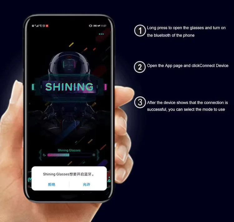 Shining Full-Color LED Glasses Bluetooth App Control Programmable and Dynamic