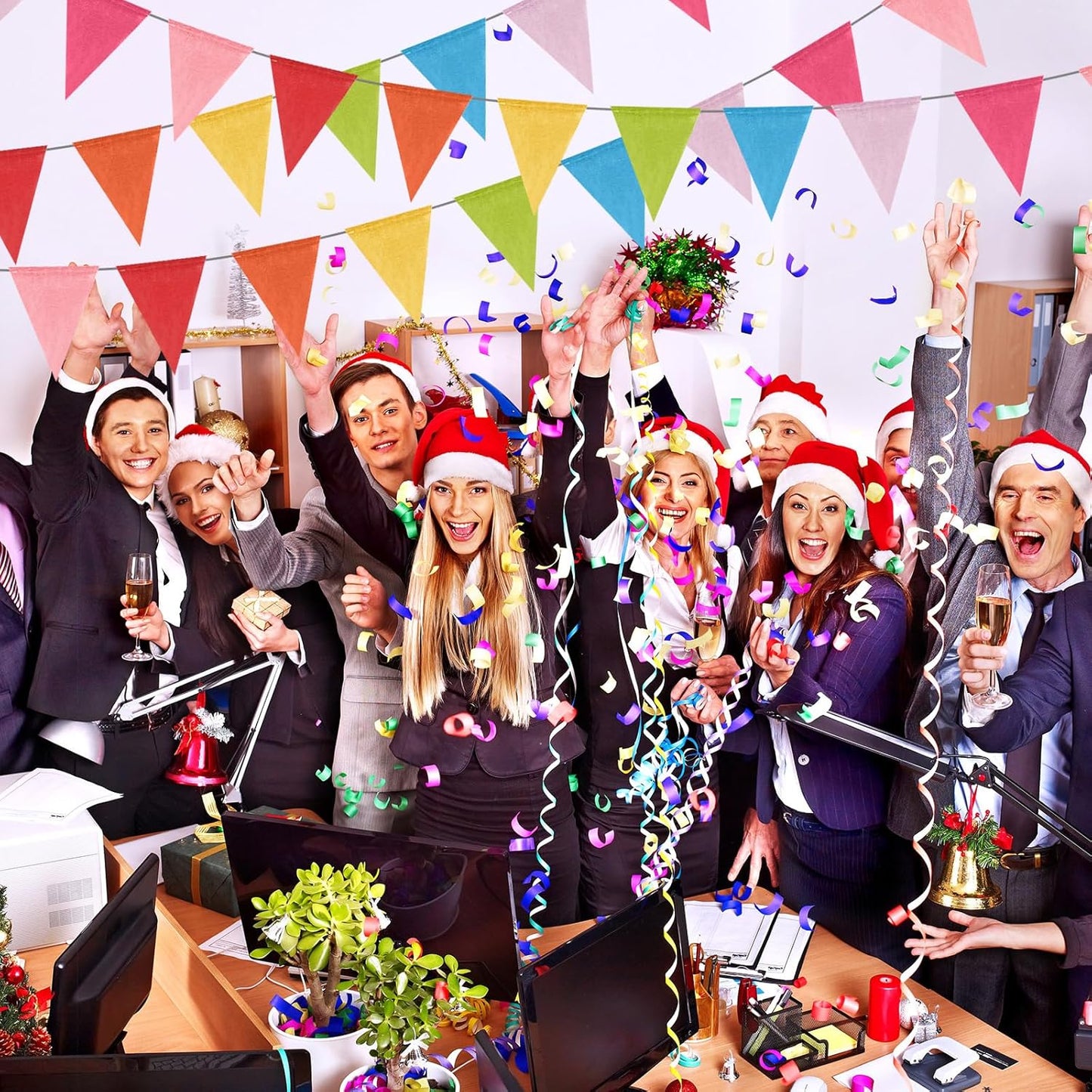 Pastel Fabric Triangle Flag Garland - Multicolored