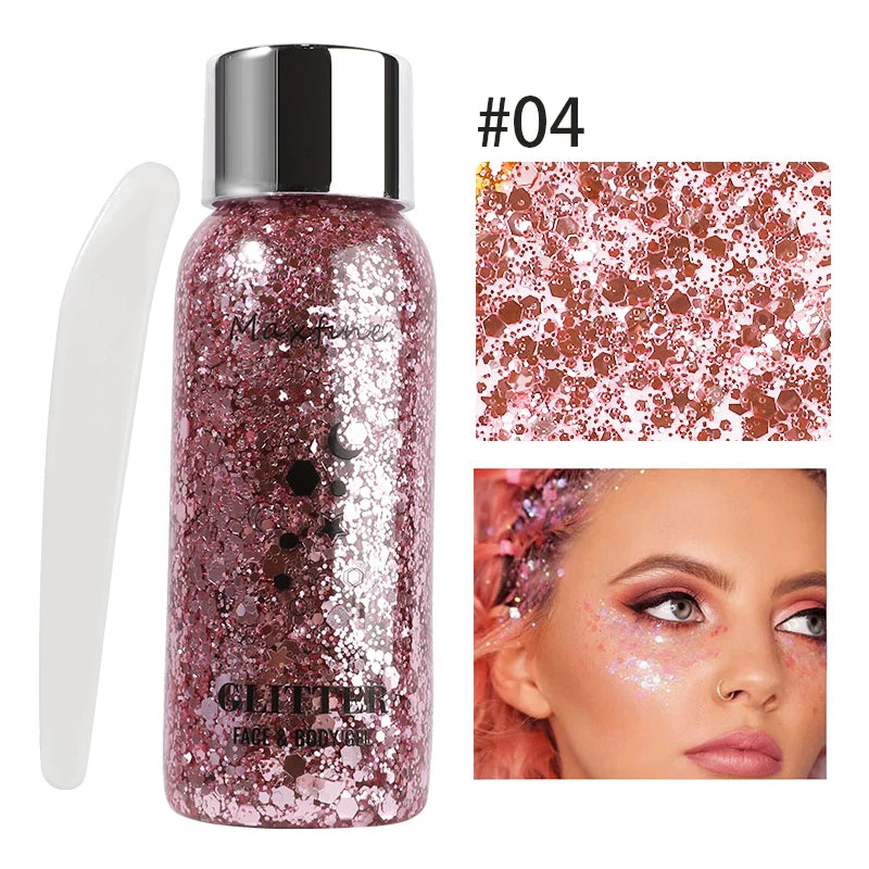 Eye Glitter Nail Hair Body Face Gel Art Waterproof High Gloss Glitter Body Multifunctional Makeup Decoration Party Festival